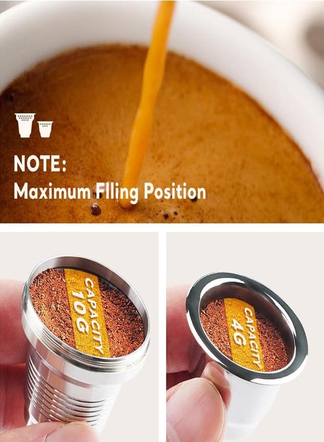 BRBHOM كبسولات قهوة من الفولاذ المقاوم للصدأ متوافقة مع ماكينة L'*R Barista LM8012 / 60 كبسولة قهوة قابلة لإعادة التعبئة، كبسولات قهوة معدنية قابلة لإعادة الاستخدام، ملعقة قياس + فرشاة مع مكبس (كبير + صغير) - Image 2